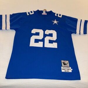 Mitchell Ness Dallas Cowboys Emmitt Smith 22 Royal Blue Throwback Jersey Size 54
